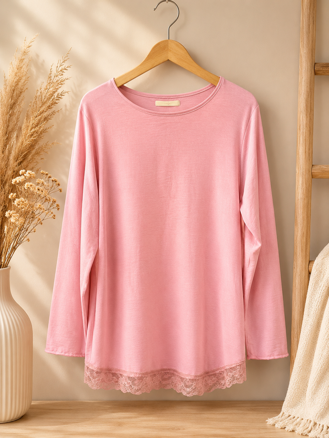 BLOUSE ROSE DENTELLE