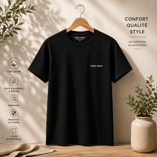 TEE SHIRT NOIR TEDDY SMITH