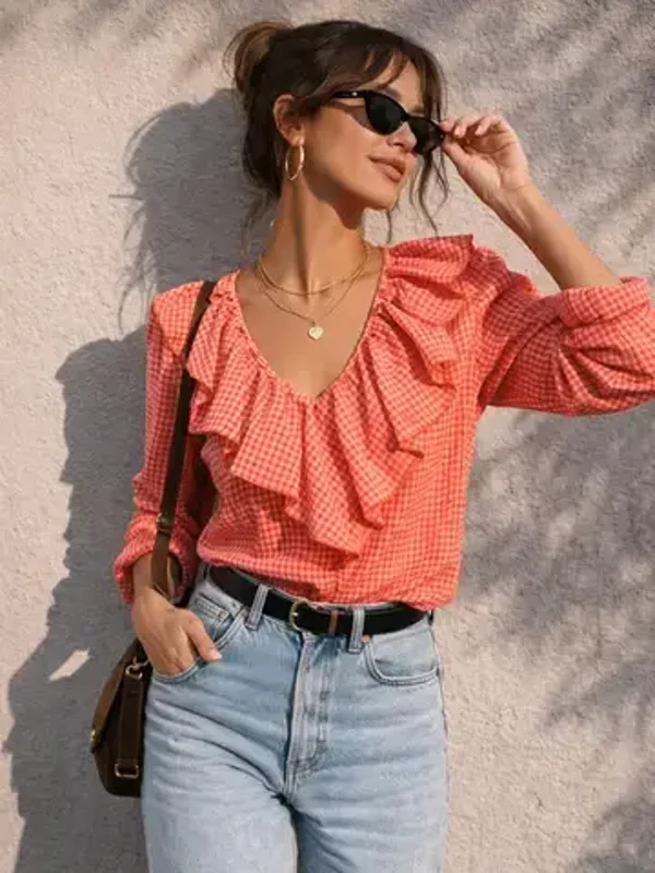 BLUSA VICHY VOLANTES