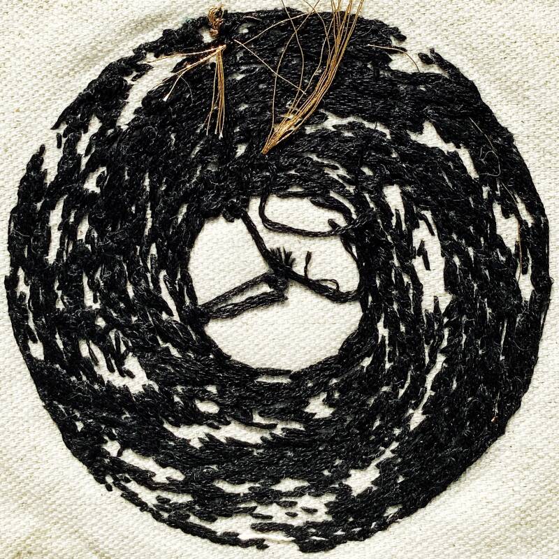Black Hole Sun Abstract Goldwork Embroidery Back