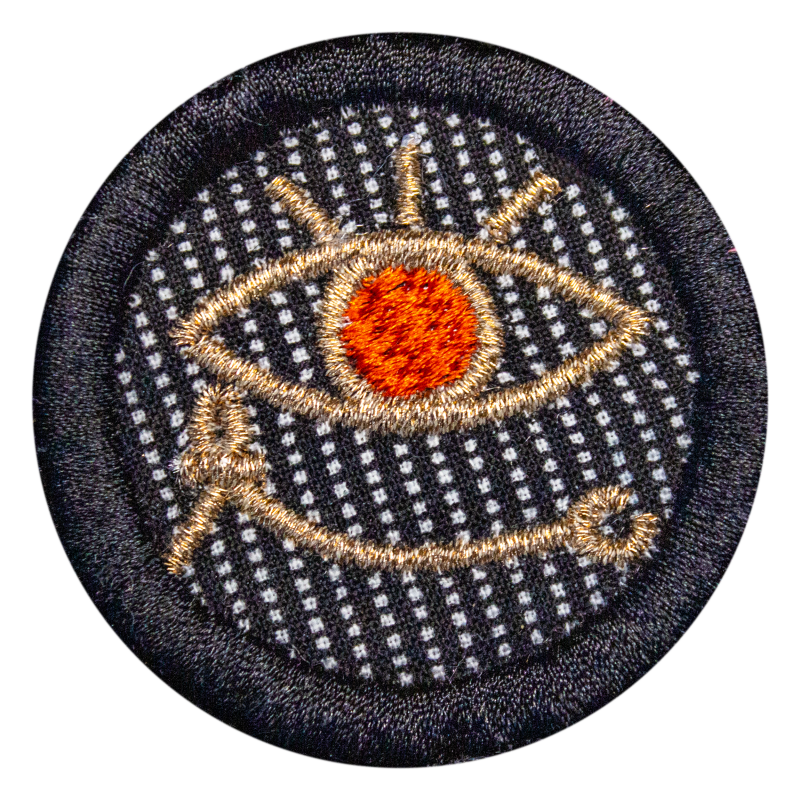 Metallic gold logo patch