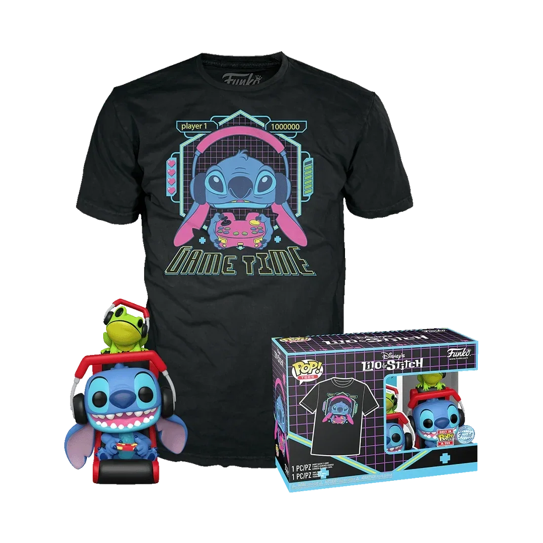 Coffret pop stitch avec grenouille+ t-shirt taille M