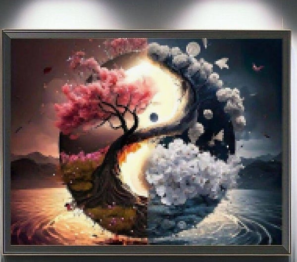 Kit Peinture Diamant - Arbre Yin-Yang des Saisons