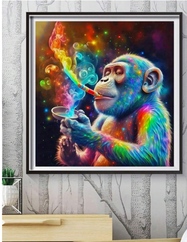 Kit de Peinture Diamant "Singe Coloré"