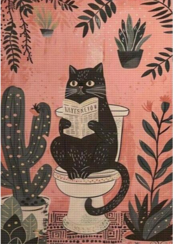 Kit de Peinture Diamant  "Le Chat Lecteur"