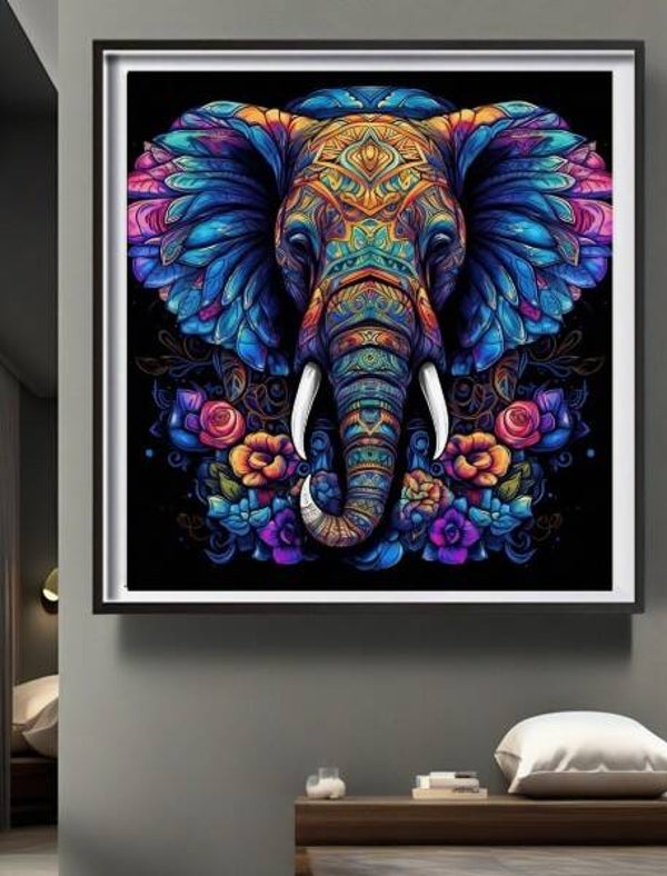 Kit de Peinture Diamant "Élégant Éléphant Multicolore"