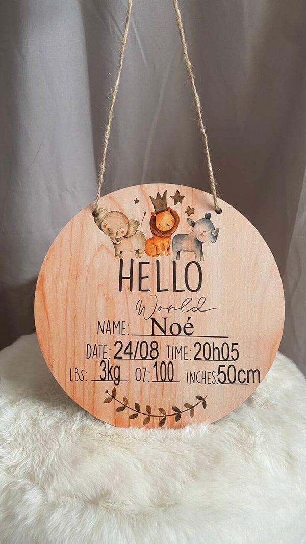 Pancarte naissance bébé personnalisée