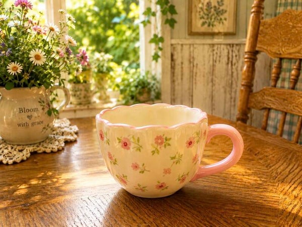 Mini Pink Shabby Chic Floral Mug 🌸