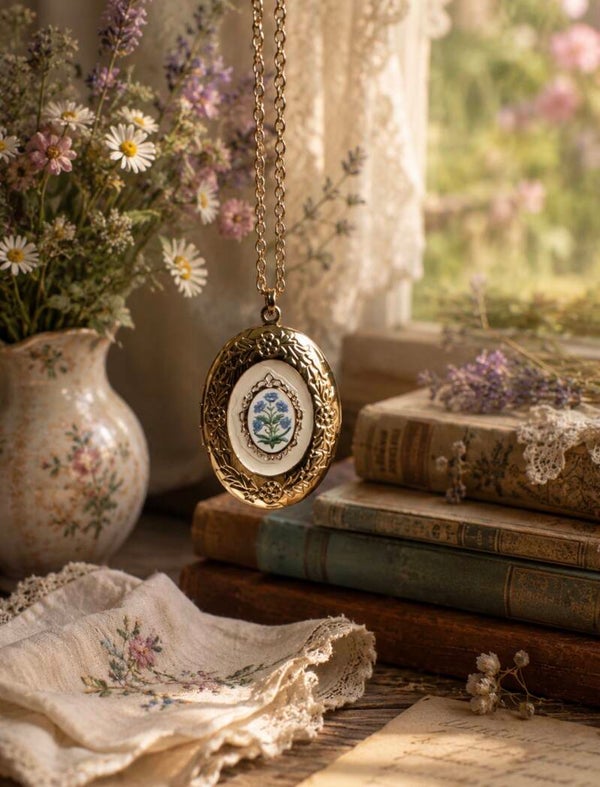 Vintage inspired floral locket