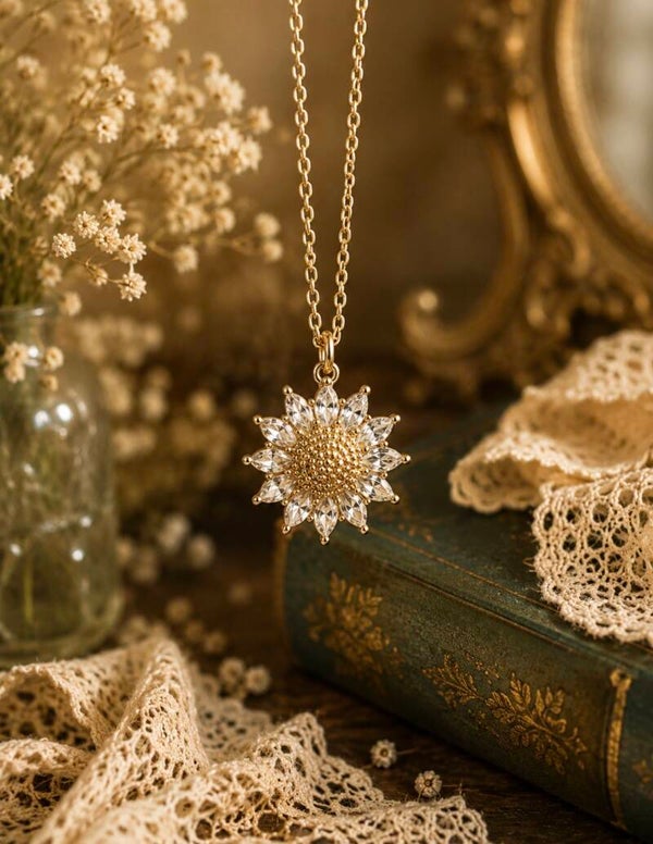 Crystal Sunflower Necklace 🌻