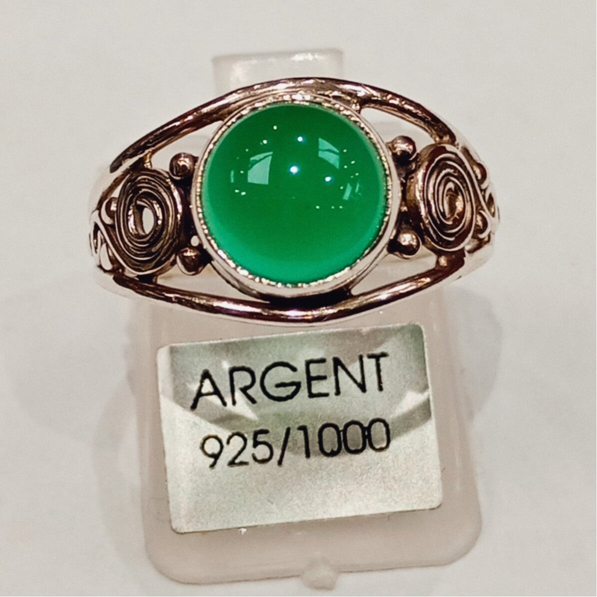 BAGUE EN ARGENT 925 ET ONYX VERTE [T.52]