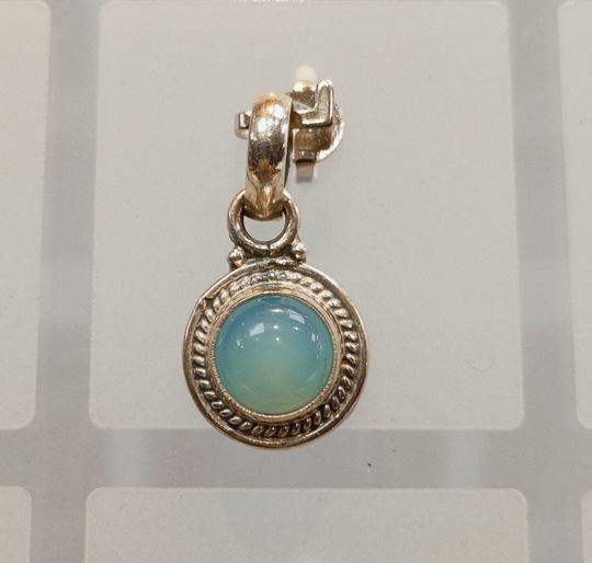 Pendentif en ARGENT 925 (Poinçon)- CALCEDOINE- INDE-JAIPUR fait main