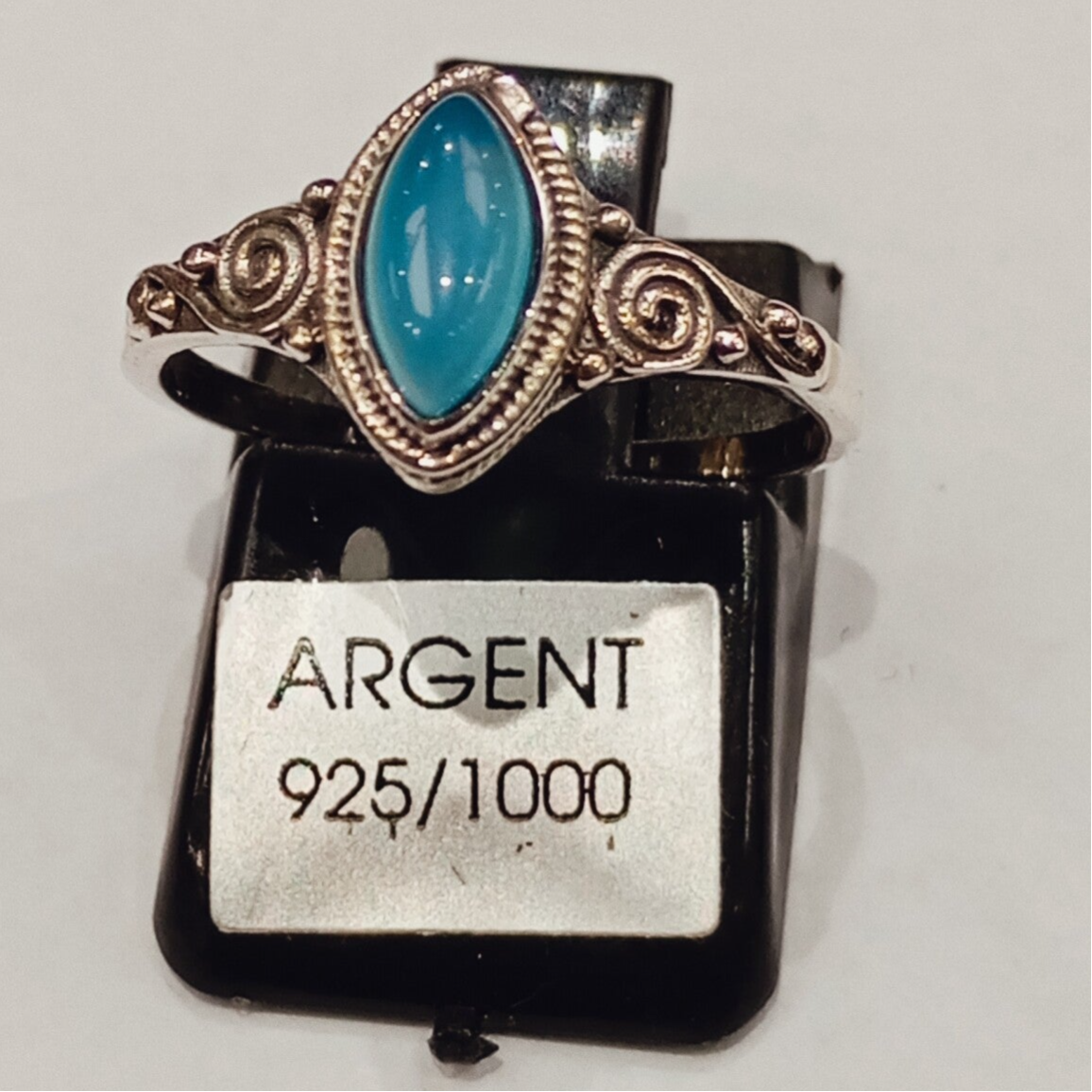 BAGUE EN ARGENT 925 ET CALCEDOINE [T.52]