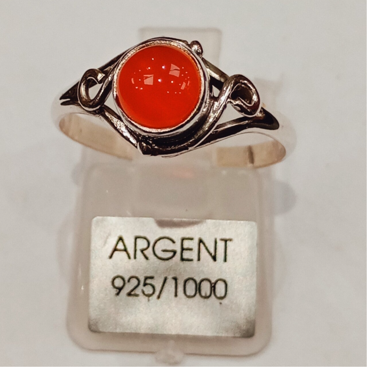 BAGUE EN ARGENT 925 ET CORNALINE [T.52]