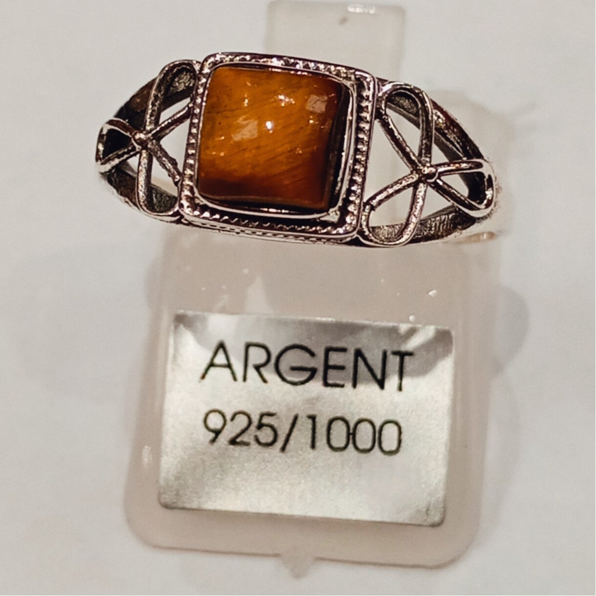 BAGUE EN ARGENT 925 ET OEIL DE TIGRE [T.52]