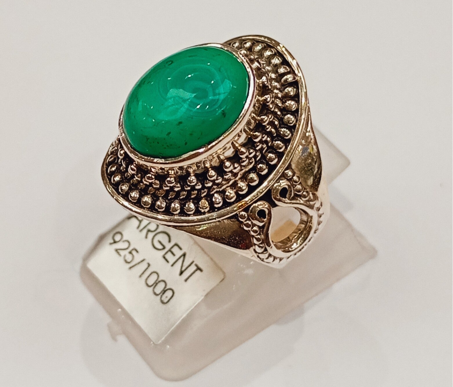 BAGUE EN ARGENT 925 ET MALACHITE