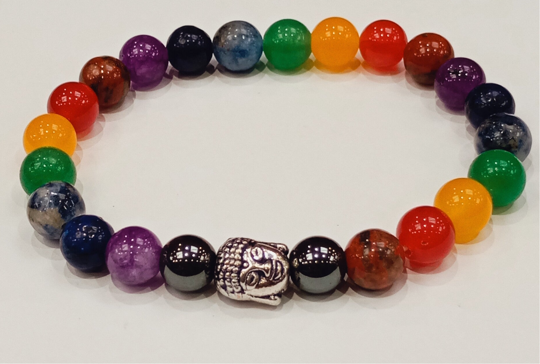 BRACELET EN PIERRE NATURELLE :7 CHAKRAS ET BOUDDHA