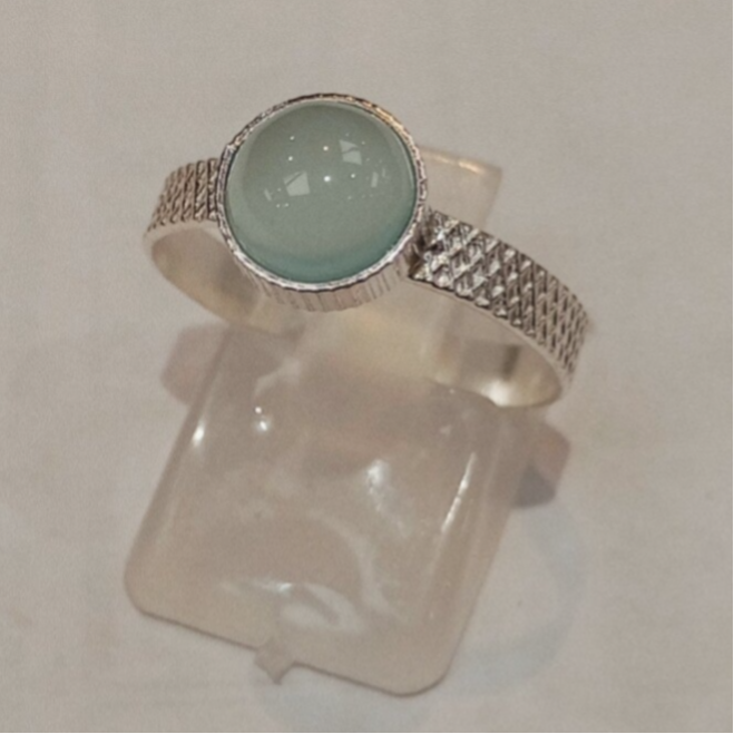 Bague en ARGENT 925 et pierre en calcédoine bleu
