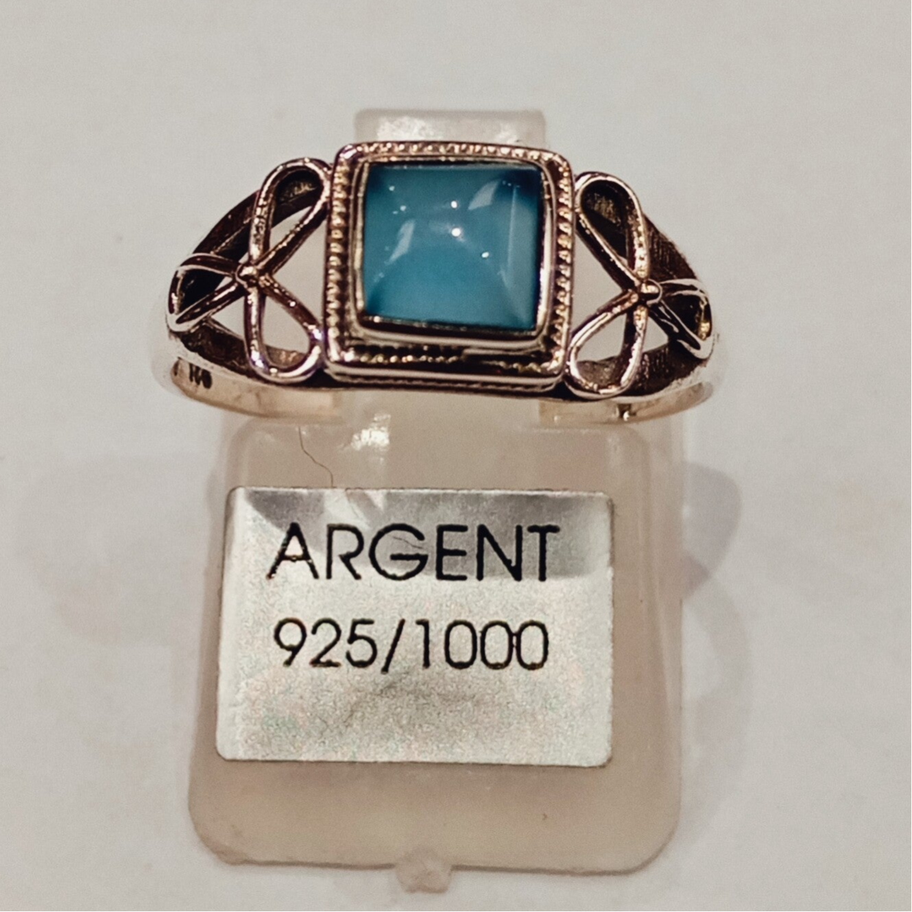 BAGUE EN ARGENT 925 ET CALCEDOINE [T.52]