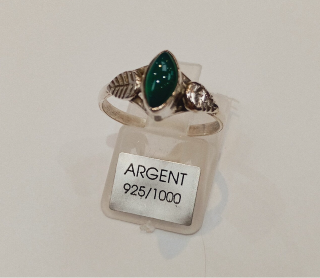 Bague en ARGENT 925- pierre ONYX VERTE- T.53