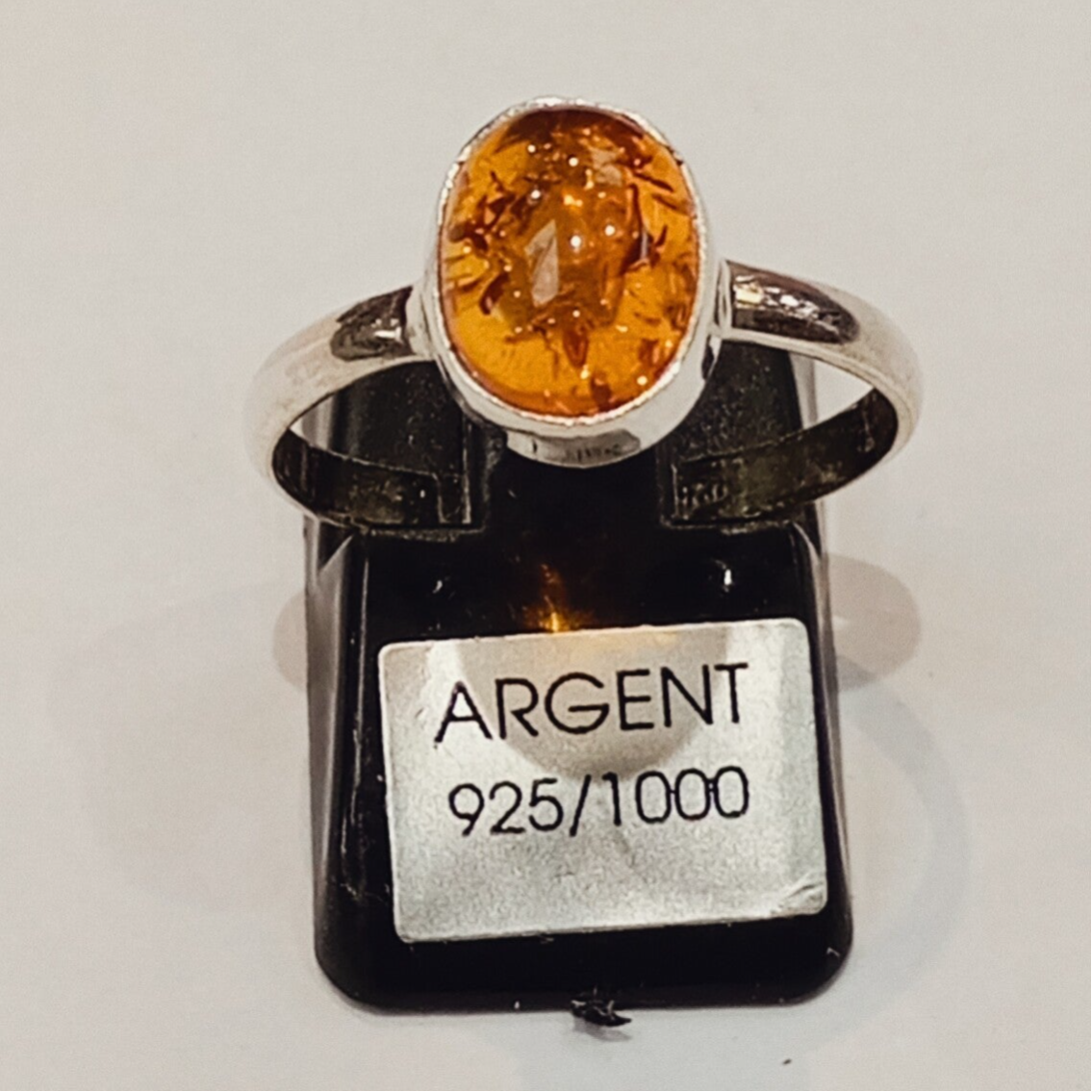 Bague en argent 925 et Ambre [T.57]