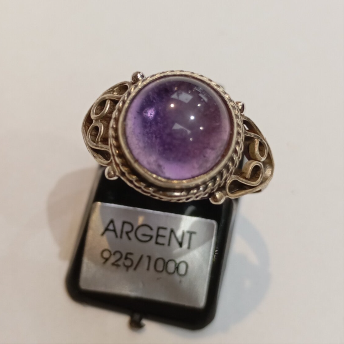 Bague en ARGENT 925  et pierre: AMETHYSTE -T.54