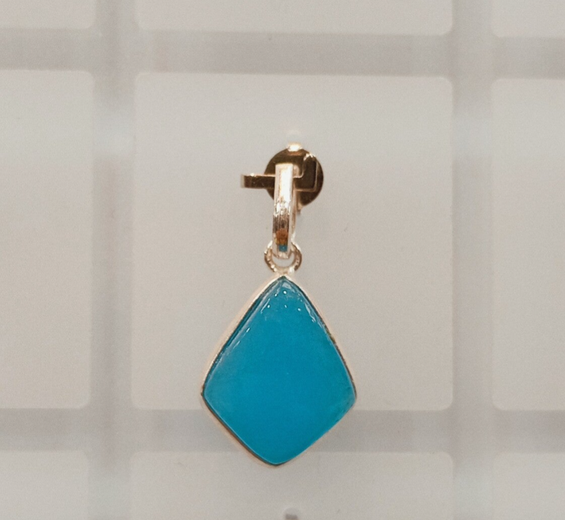 Pendentif en argent 925, pierre: Calcédoine bleu. Fait main en inde