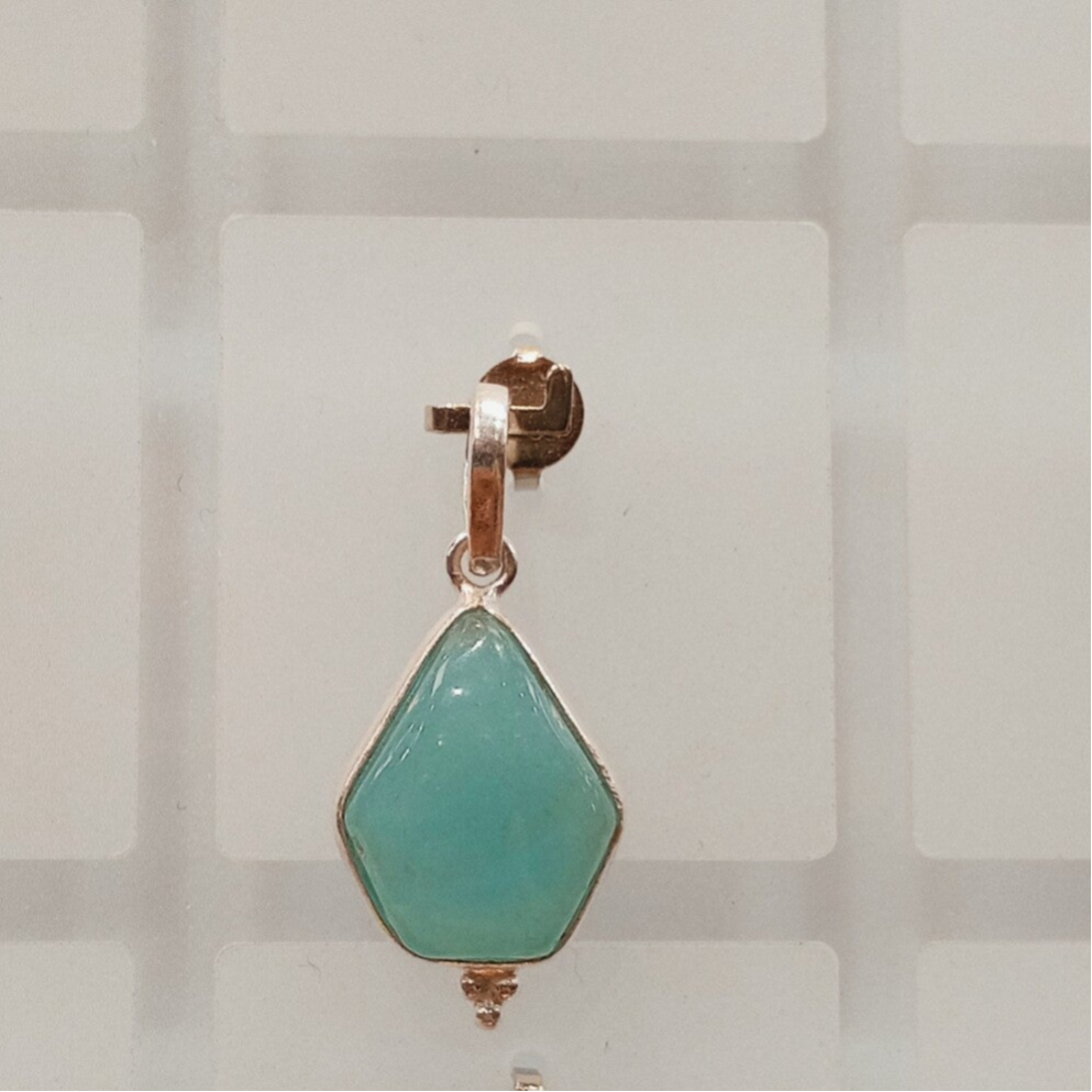 Pendentif en argent 925 ,pierre Calcédoine. Fait main en inde