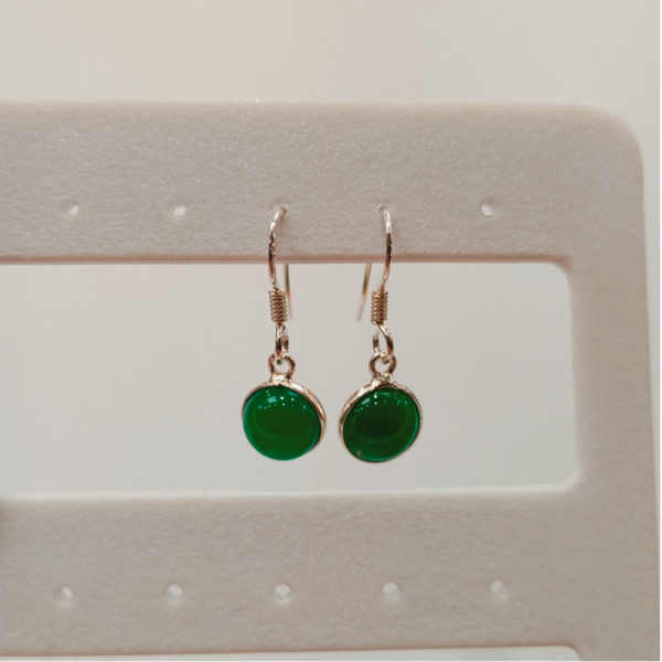 Boucles d'oreilles en ARGENT 925-Pierre naturelle en: Onyx verte