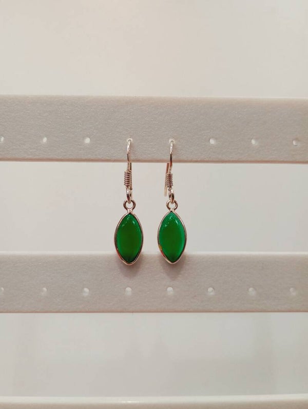 Boucles d'oreilles en ARGENT 925.Pierre naturelle en Onyx verte