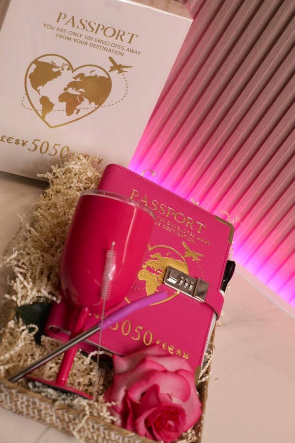 PASSPORT PLANNER + WINE GLASS ‘Aruba & Bonaire’