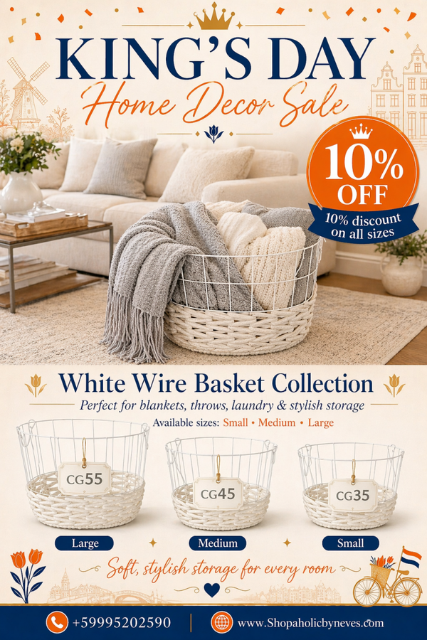 Wire white baskets