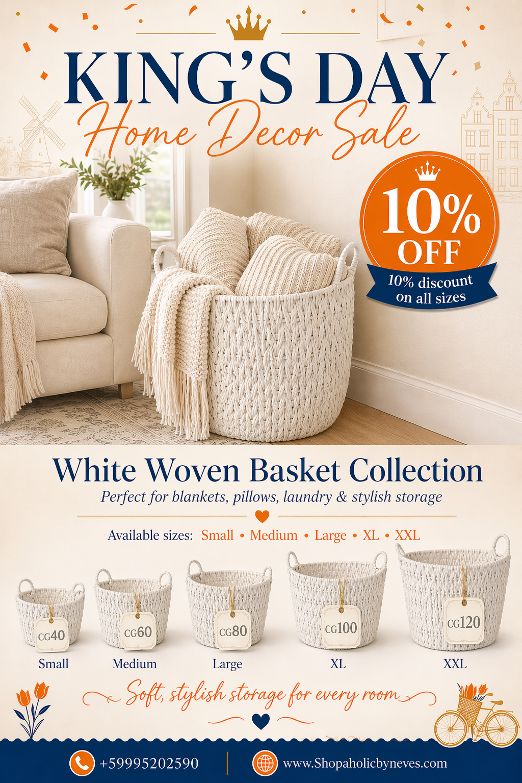 White Woven Baskets