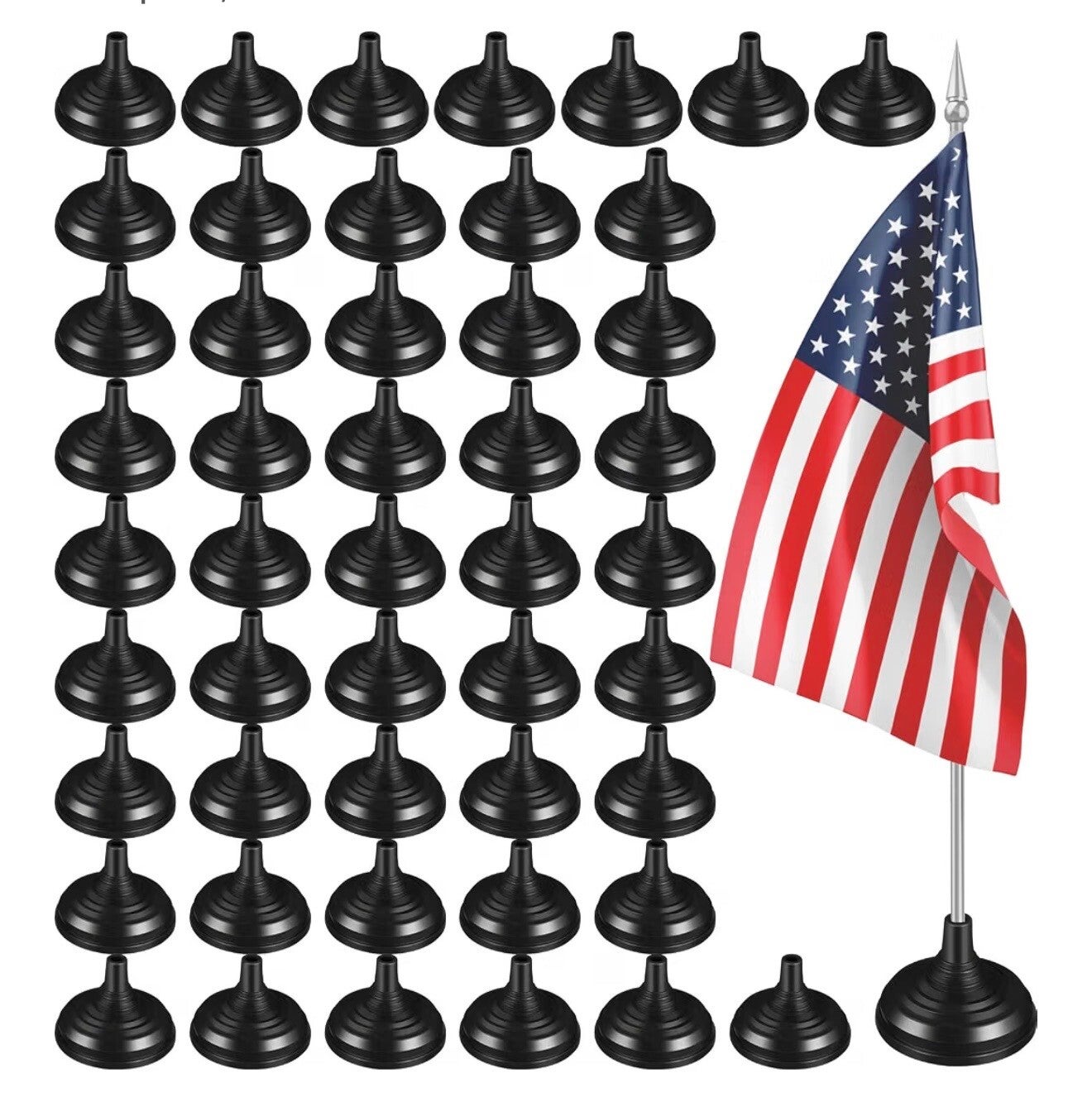 48 Pcs Flag Stand Holder 4x6 Inch Table Desktop Centerpiece, Black