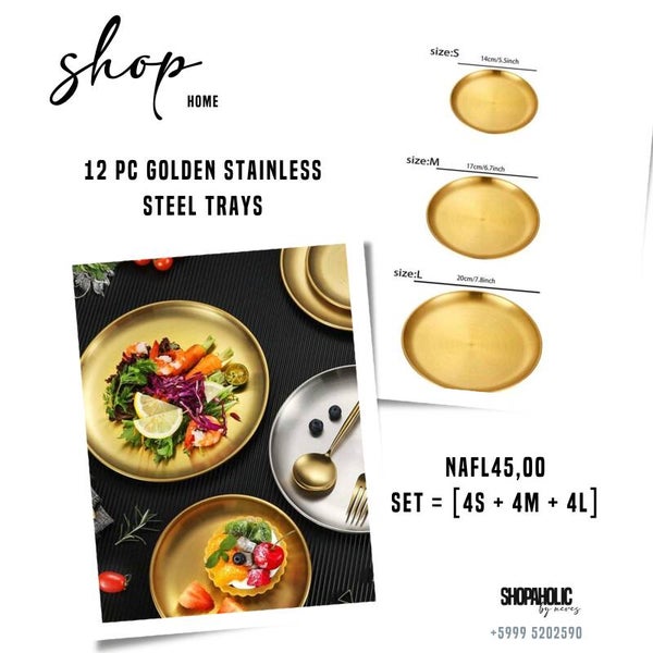 12 pc golden stainless steel trays