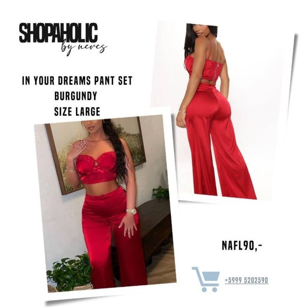 In Your Dreams Pant Set - Burgundy (Large)