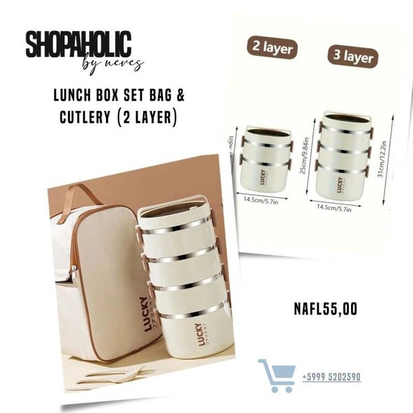 LUNCH BOX SET BAG & CUTLERy (2 layer)