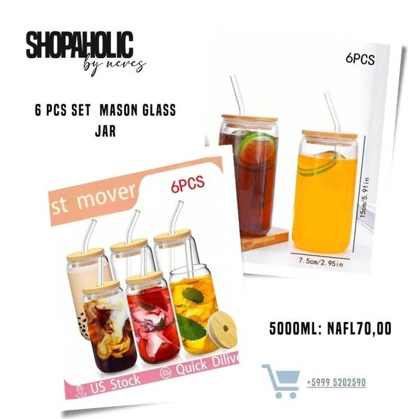 6 PCS SET MASON GLASS JAR