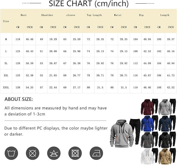 Men Tracksuit 2 Piece Outfit Sweat Suits Set Casual Half Zip Pullover Soft Fleece Hoodie & Jogger Sweatpants