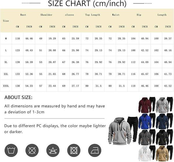 Men Tracksuit 2 Piece Outfit Sweat Suits Set Casual Half Zip Pullover Soft Fleece Hoodie & Jogger Sweatpants