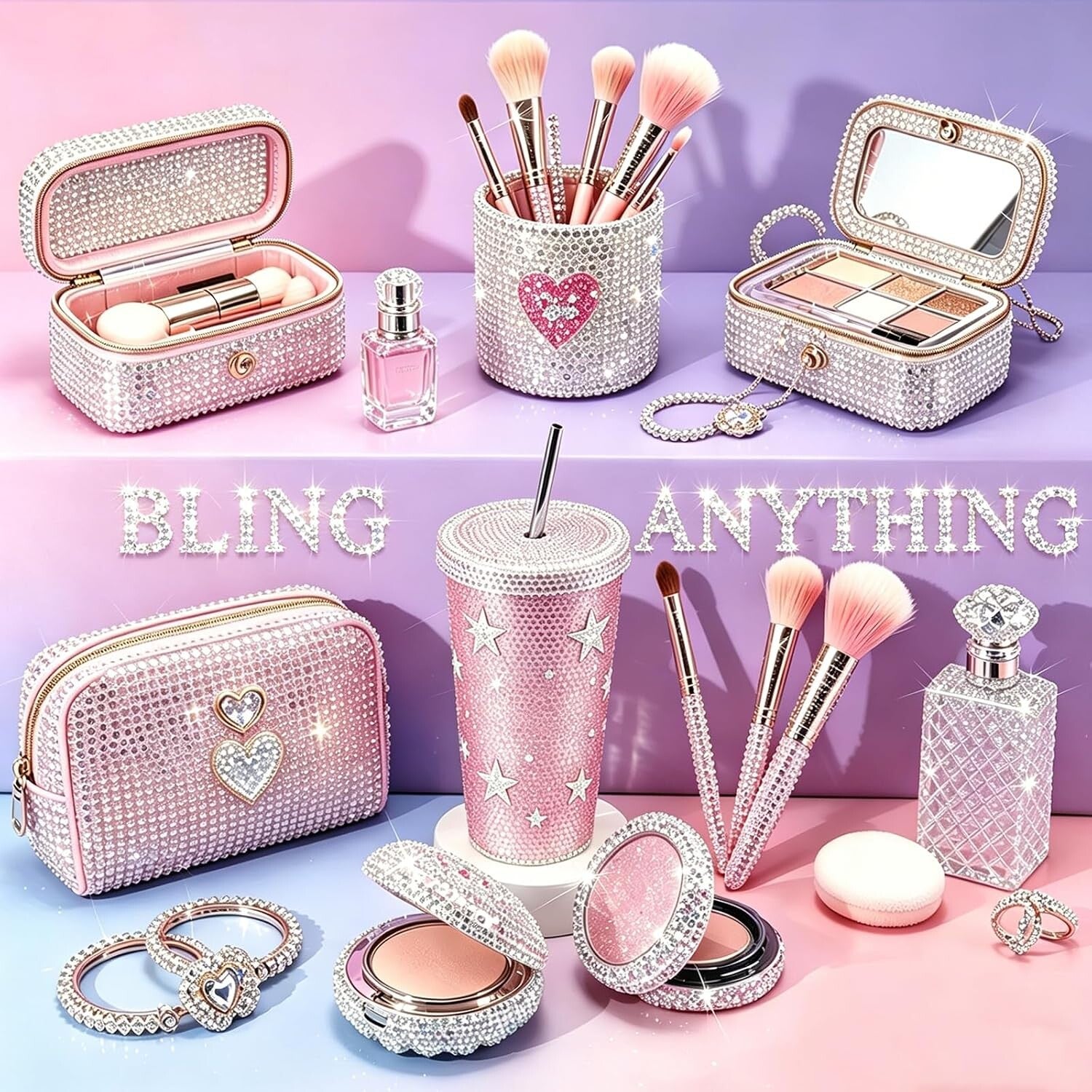40000 Pcs 40 Colors Bedazzling Kit with Rhinestones,3mm Jelly AB Resin Flatback Gems with 4 B-7000 Glue, 40-Grid Storage Box, Tweezers, Trays and Tools for Crafts, Cups, Phone Cases
