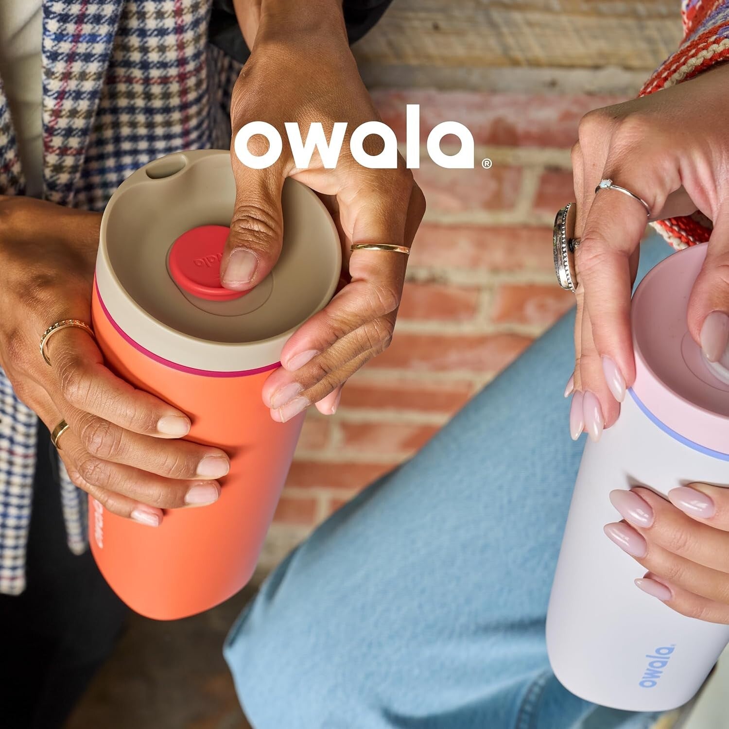 Owala SmoothSip Slider Insulated Stainless Steel Coffee Tumbler, Reusable Iced Coffee Cup, Hot Coffee Travel Mug, BPA Free