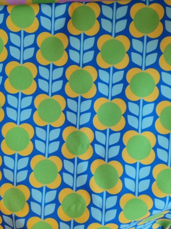 Outdoorstoff Tapetenblume blau