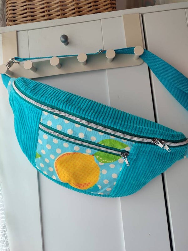 Bauchtasche XL blaue Retro-Zitrone