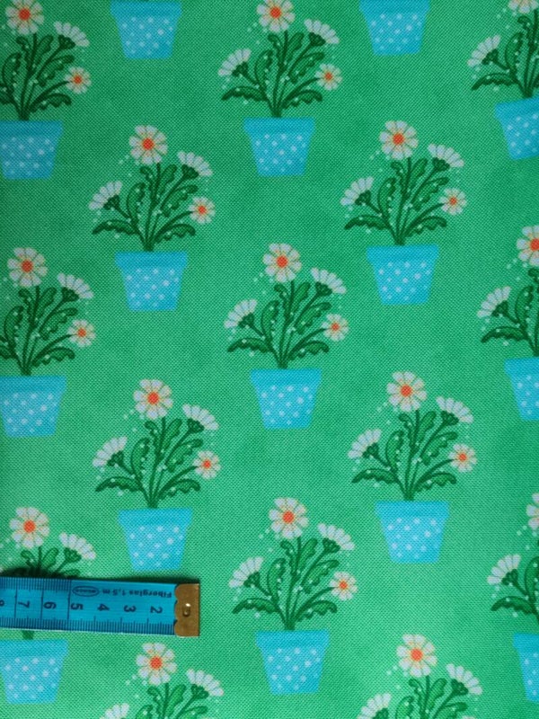 Outdoorstoff Topfblume grün