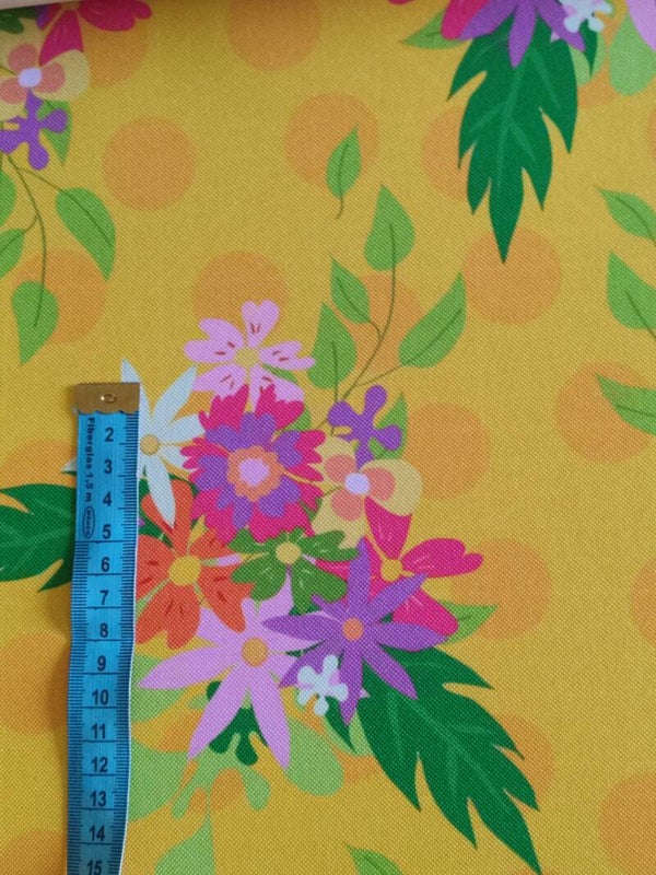 Outdoorstoff Blumenbunt gelb groß