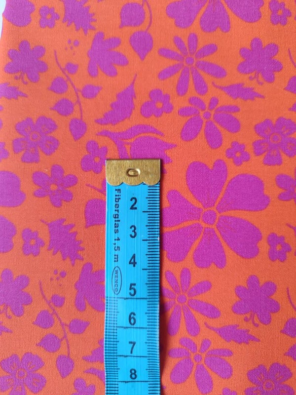 Baumwollstoff Blumenmeer orange