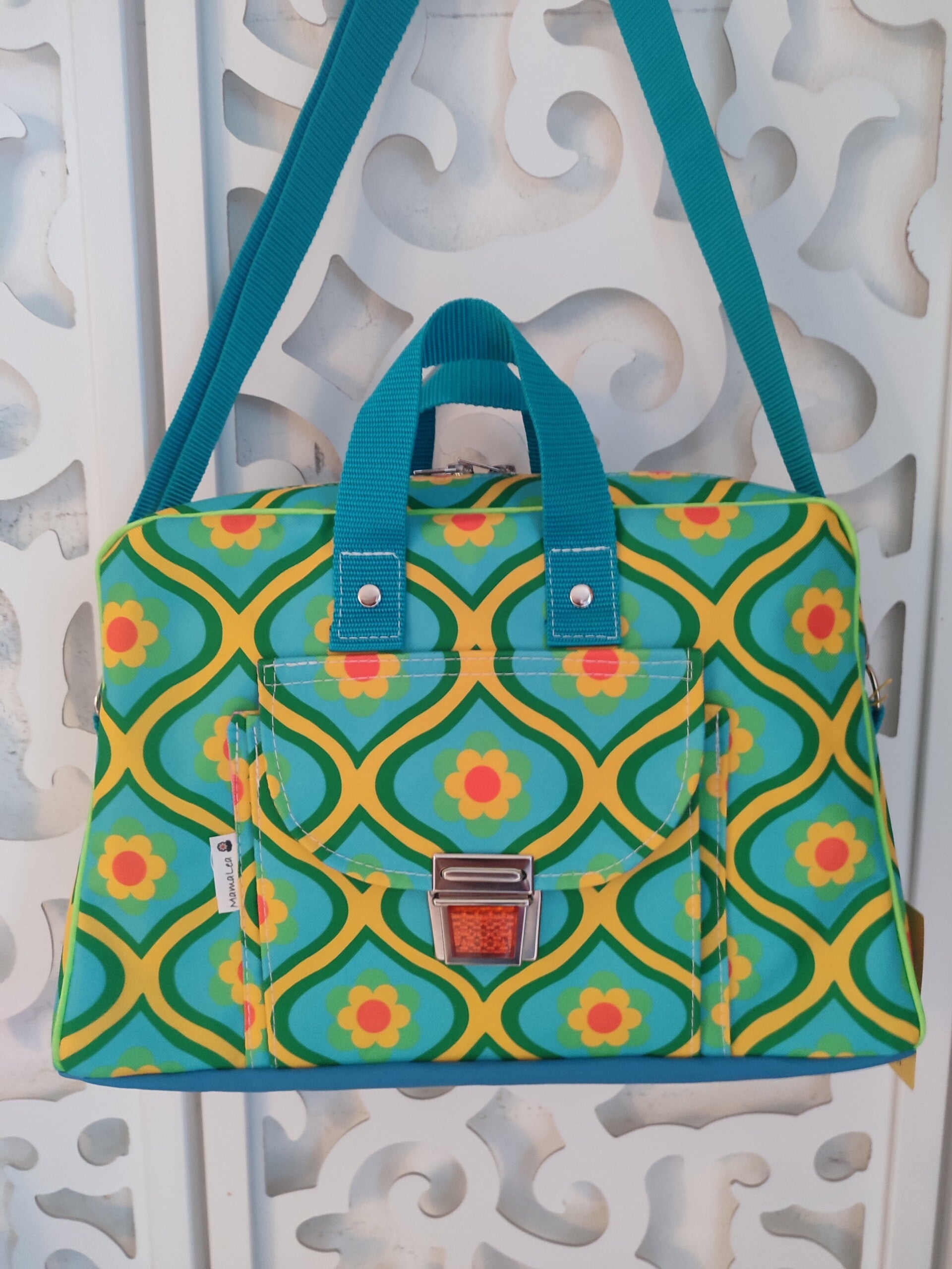 Retrobag lang Fliese grün gelb