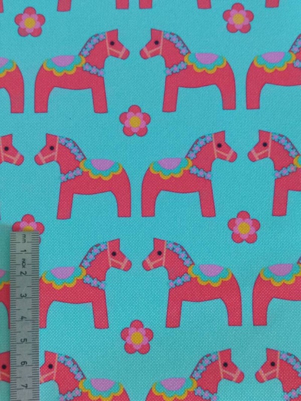 Outdoorstoff kleine Ponys blau