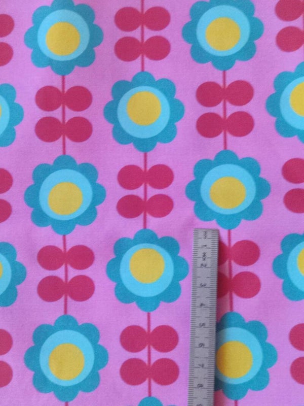 Baumwollstoff Retroflower rosa halber Meter (BW014) 100% Baumwolle 25,80/m